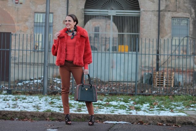 Orange Brown Outfit (Faux Fur Coat – Winter season)