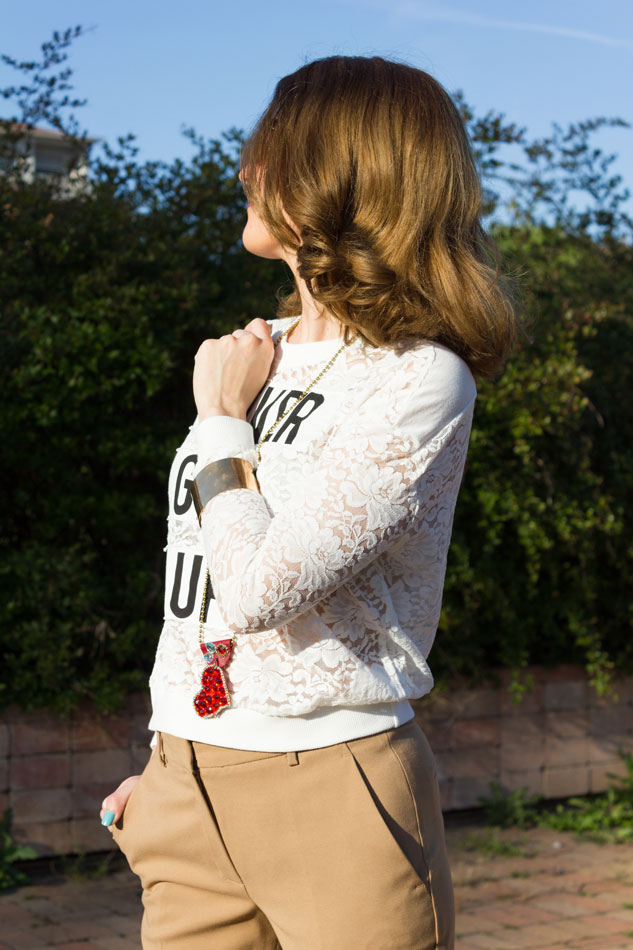 Lace sweatshirt outfit of the day on your fashion blog,6