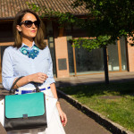 Trapeze leather bag for my romantic chic outfit