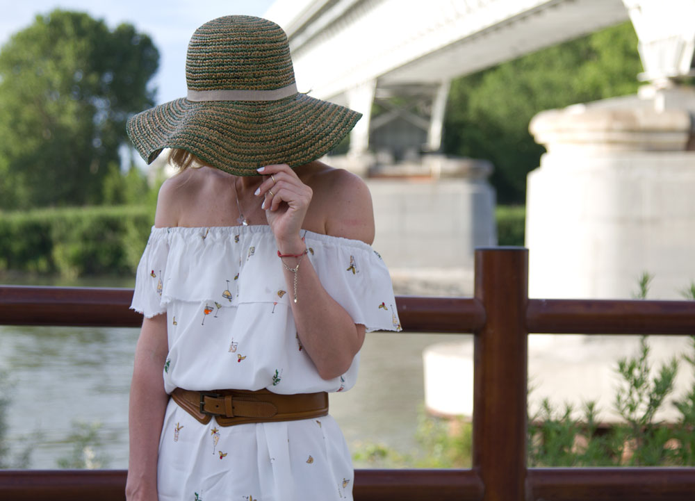 Off Shoulder dress and Python sandals (Spring outfit)