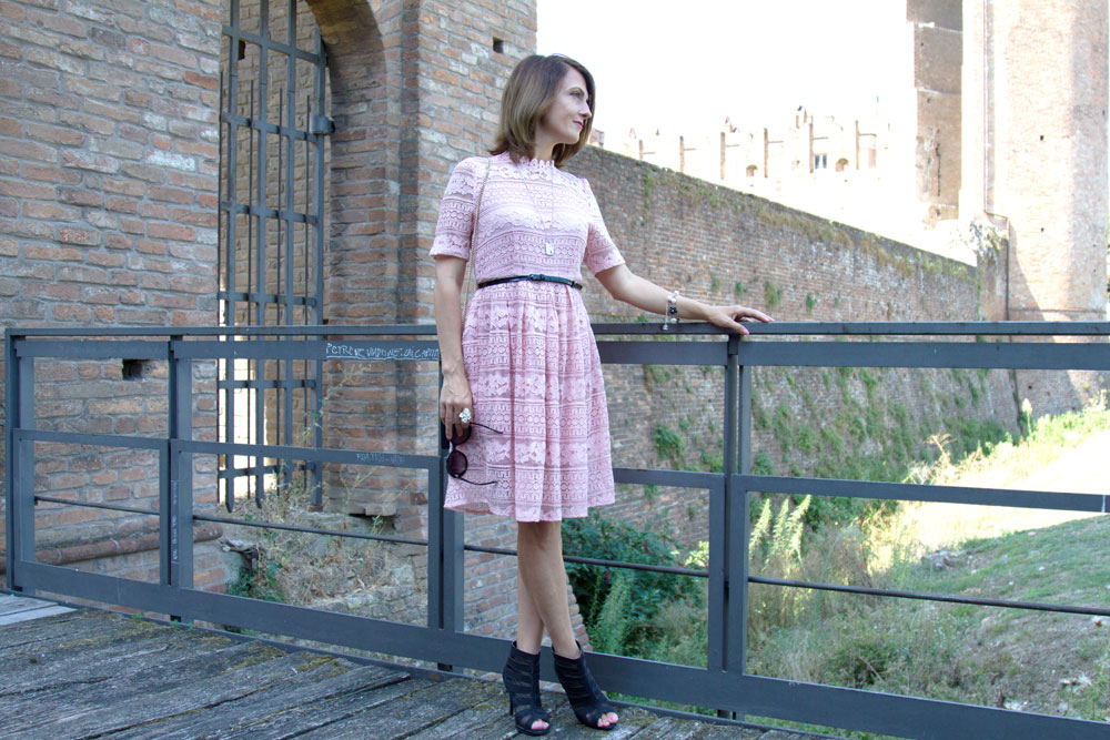 Pale pink lace dress for a romantic day in a enchanted garden