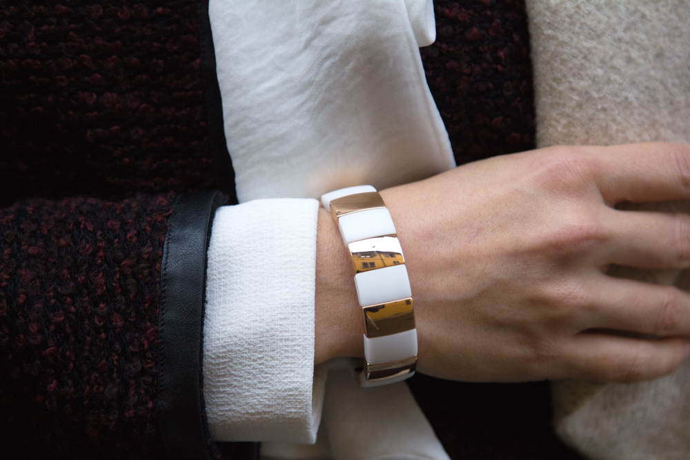 Bracciale ceramica bianco e dorato